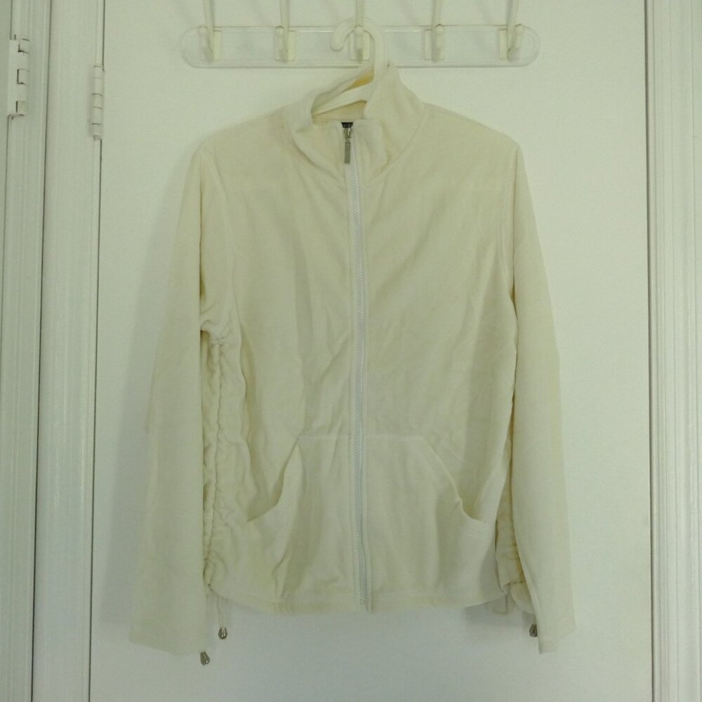 NWT Y2K Mirror Image off white velour mockneck zippered top adjustable ties sz S